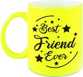 Best Friend Ever cadeau mok / beker - neon geel - 330 ml - verjaardag / bedankje - mok voor vriend / vriendin