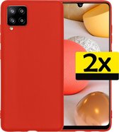 Samsung A42 Hoesje Back Cover Siliconen Case Hoes Rood - 2 Stuks