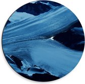 Dibond Wandcirkel - Blauwe Verfstreep - 30x30cm Foto op Aluminium Wandcirkel (met ophangsysteem)