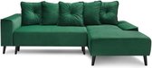 BOBOCHIC HERA Converteerbare hoekbank rechts + chaise longue - Groene stof - L 260 x D 160 x H 95 cm