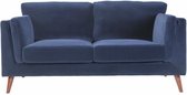 BRISTOL 2-zits vaste bank - Blauw fluweel - L 170 x D 89 x H 84 cm