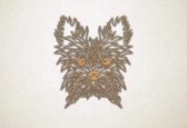 Line Art - Hond - Yorkshire Terrier - S - 52x45cm - Eiken - geometrische wanddecoratie