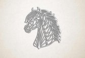 Line Art - Paard 7 - XS - 28x25cm - Wit - geometrische wanddecoratie