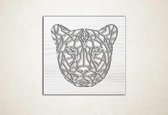 Line Art - Puma 1 vierkant - M - 60x64cm - EssenhoutWit - geometrische wanddecoratie