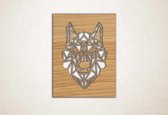 Line Art - Wolf vierkant 6 - M - 78x60cm - Eiken - geometrische wanddecoratie