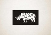 Line Art - Neushoorn vierkant - XS - 17x30cm - Zwart - geometrische wanddecoratie