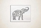 Line Art - Olifant vierkant 2 - S - 45x56cm - EssenhoutWit - geometrische wanddecoratie