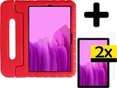 Hoes Geschikt voor Samsung Galaxy Tab A7 Hoes Kinder Hoesje Kids Case Kinderhoes Shockproof Met 2x Screenprotector - Hoesje Geschikt voor Samsung Tab A7 Hoesje Kidscase - Rood