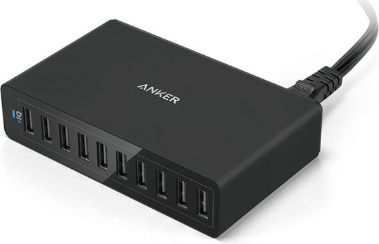 Anker PowerPort 10x USB Oplader Charger 2A / PowerIQ telefoon tablet USB  oplader / 60W... | bol.com