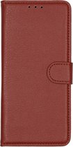 Basic Litchi Booktype Oppo Reno3 / A91 hoesje - Bruin