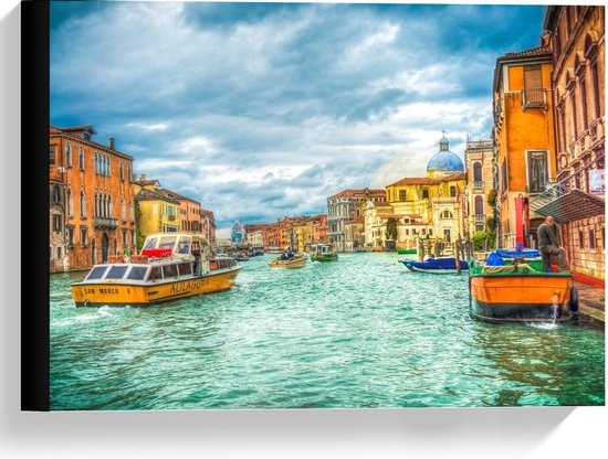 Canvas - Schilderij van Bootjes in Venetië - Foto op Canvas Schilderij (Wanddecoratie op Canvas)