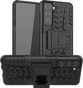 Cazy Samsung Galaxy S21 hoes - Rugged Hybrid - zwart