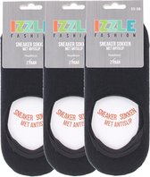 IZZLE Invisible Sneaker Sokken met siliconen hiel antislip - Zwart – Maat 35/38 – 6 paar