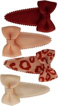 Setje baby haarspeldjes met strik gold animal | Bruin, Zwart, Goud | Baby
