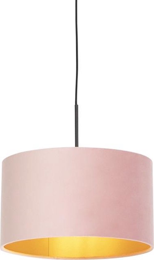 QAZQA combi - Landelijke Hanglamp met kap - 1 lichts - Ø 350 mm - Roze - Woonkamer | Slaapkamer | Keuken