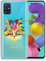 Geschikt voor Samsung Galaxy A51 Telefoonhoesje met Naam Cat Color