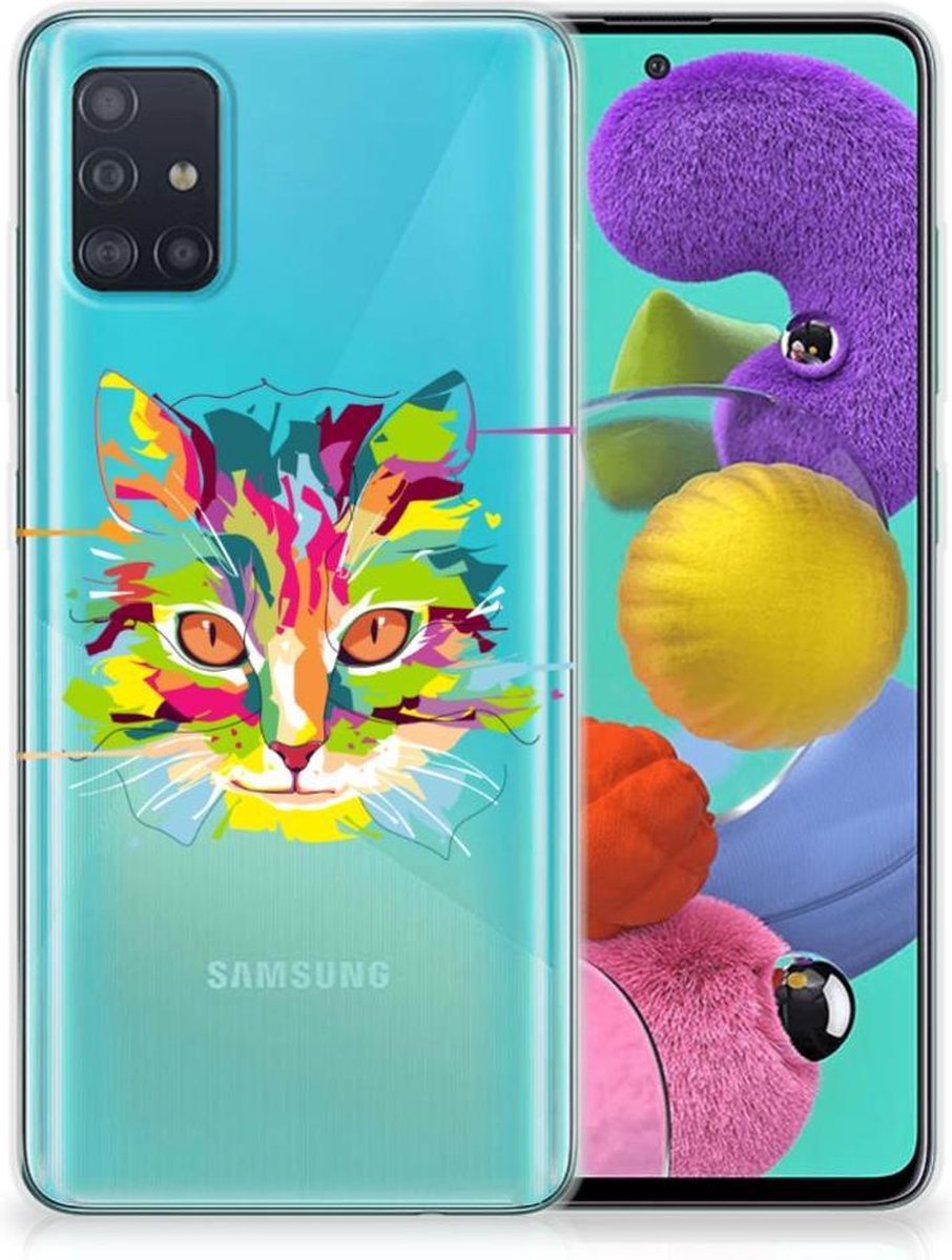 Samsung Galaxy A51 Telefoonhoesje met Naam Cat Color