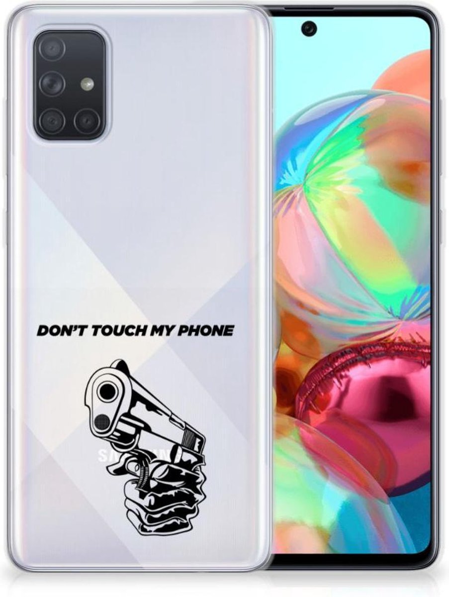 Samsung Galaxy A71 Silicone-hoesje Gun Don't Touch My Phone
