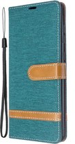 Denim Book Case - Samsung Galaxy A71 Hoesje - Groen