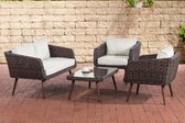 CLP Trosa - Loungeset - 5 mm Rond Polyrotan Bruin gemeleerd cremewit 45 cm (Dunkelbraun)