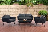 Clp Kiruna Loungeset - 5 mm Polyrotan Zwart - overtrek antraciet 45 cm (donkergrijs)