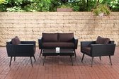 CLP Kiruna - Loungeset - 1,25 mm vlak polyrattan - zwart 40 cm (Dunkelgrau) terrabruin