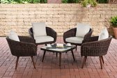 Clp Ameland - Lounge set - 5 mm Rond Polyrotan - Zithoogte 40 cm - Bruin gemeleerd gebroken wit