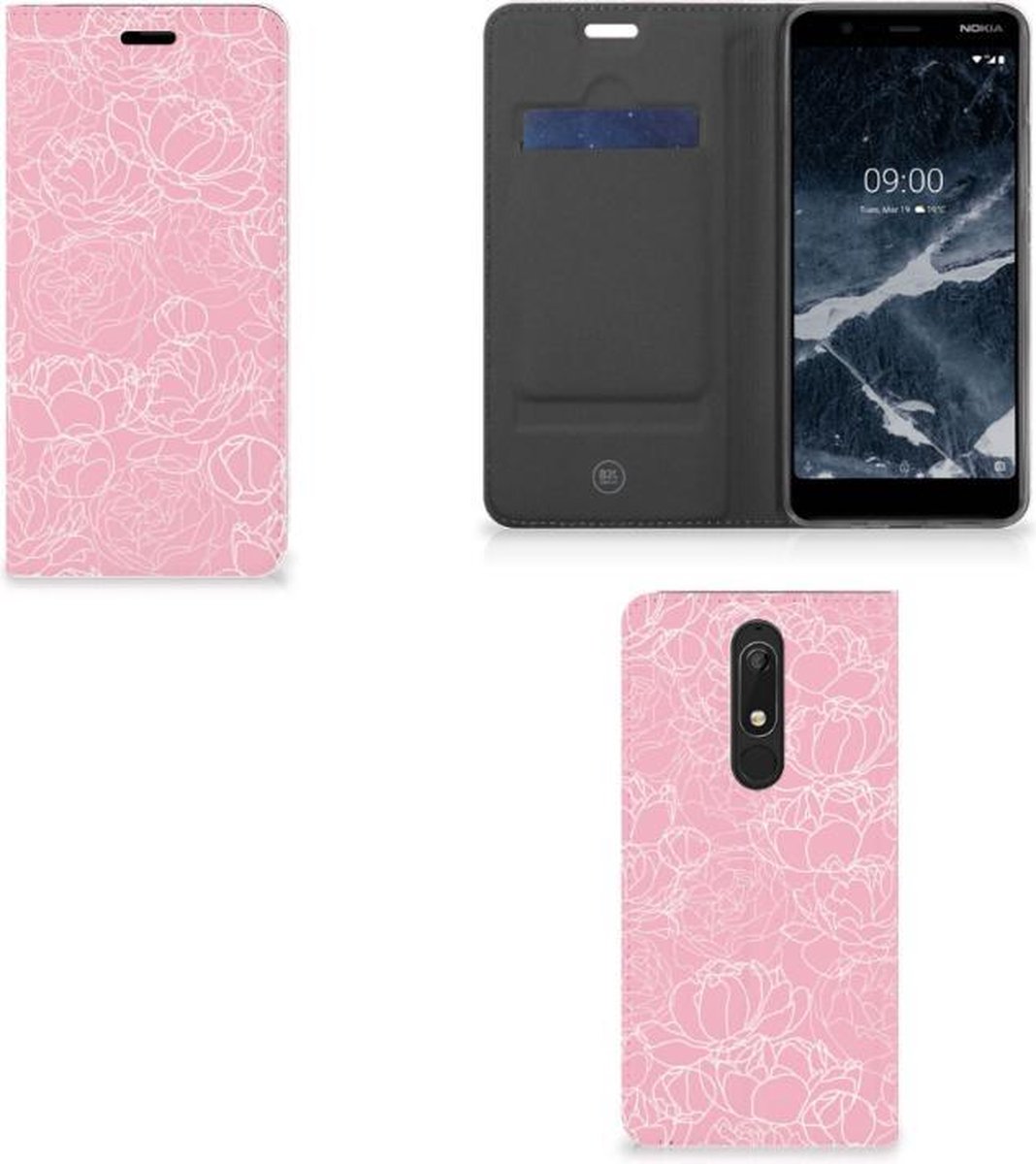 Nokia 5.1 (2018) Smart Cover White Flowers
