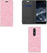 Nokia 5.1 (2018) Telefoon Hoesje White Flowers