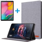 Tablet Hoes geschikt voor Samsung Galaxy Tab A 10.1 (2019) - Book Case met Soft TPU houder + Screenprotector - Grijs
