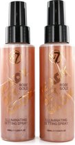 W7 Ready Set Glow Illuminating Setting Spray - Rose Gold (2 Stuks)
