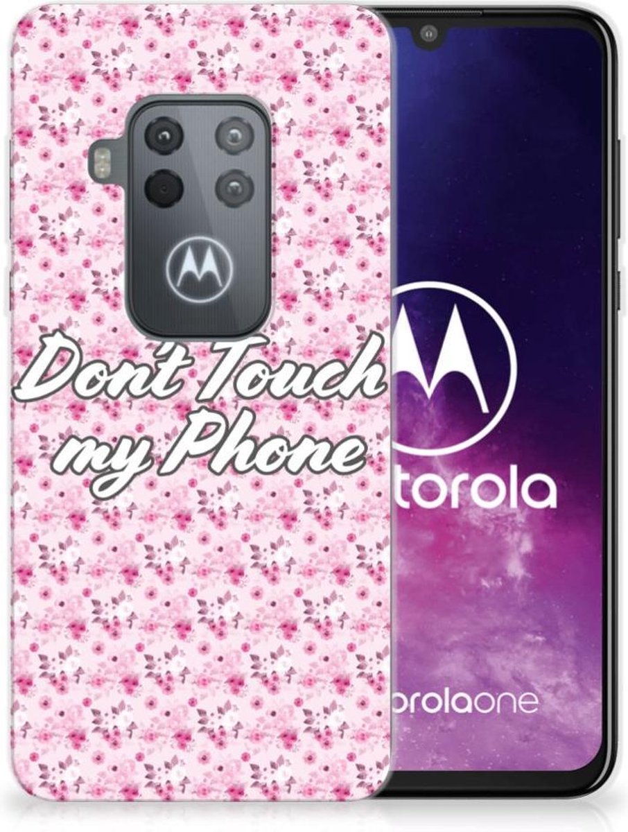 Motorola One Zoom Silicone-hoesje Flowers Pink DTMP
