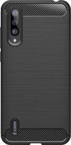Shop4 - Xiaomi Mi 9 Lite Hoesje - Zachte Back Case Brushed Carbon Zwart