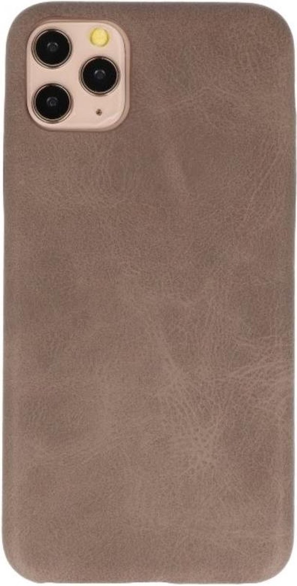 Leder Design Back Cover voor iPhone 11 Pro Max Donker Bruin