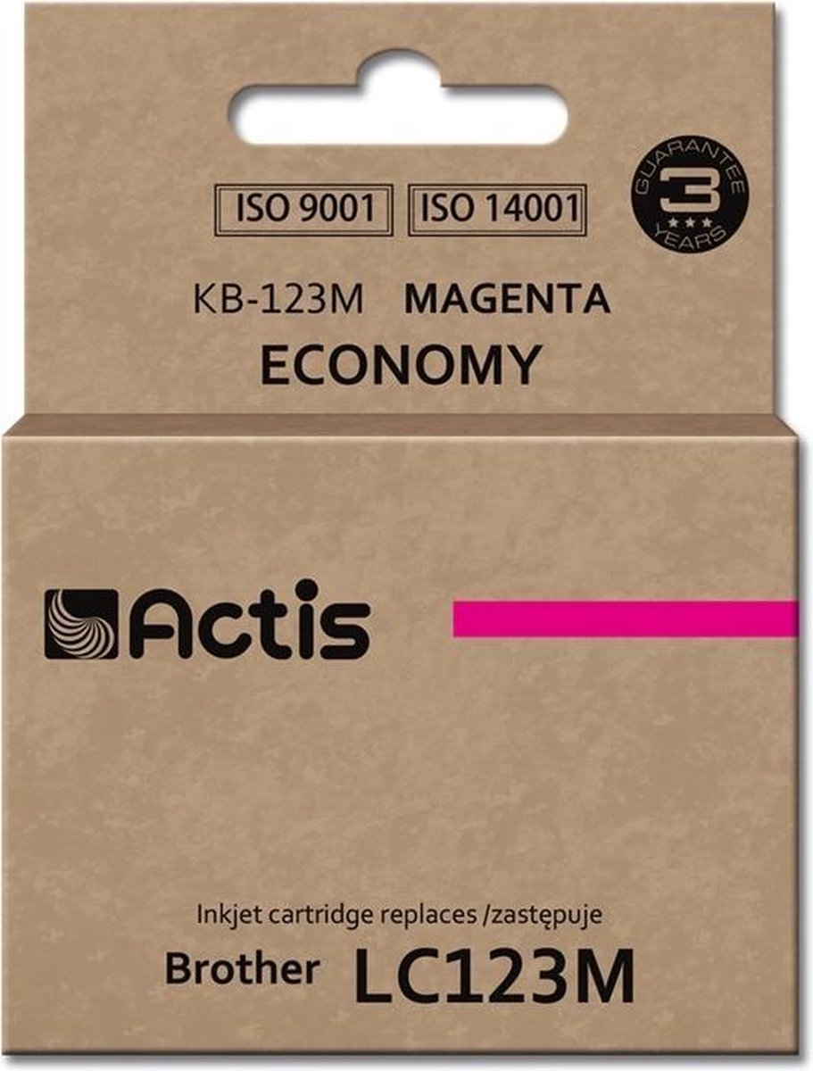 Image of Actis KB-123M inkt (vervanging Brother LC123M/LC121M; Standaard; 10 ml; rood)