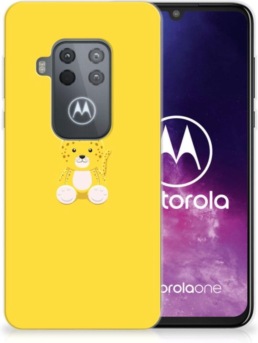 Motorola One Zoom Telefoonhoesje met Naam Baby Leopard