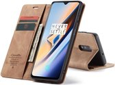 OnePlus 7 Bookcase hoesje - CaseMe - Effen Bruin - Kunstleer