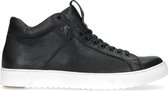 Manfield - Heren - Zwarte leren hoge sneakers - Maat 42