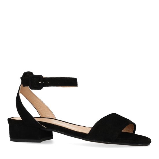 Manfield - Dames - Zwarte sandalen met enkelbandje - Maat 42 | bol.com