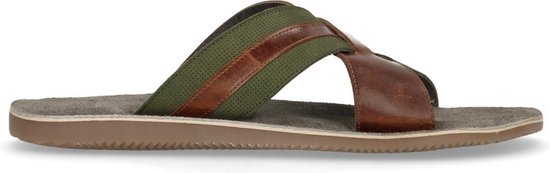 Manfield - Heren - Slippers met cognac band - Maat 41 | bol.com