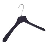 De Kledinghanger Gigant - 50 x Mantel / kostuumhanger kunststof velours zwart met schouderverbreding, 42 cm