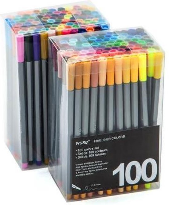 bol.com | 100 verschillende kleuren fineliners 0.4mm
