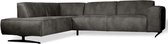 Hoekbank Lambada chaise longue links - leer Hunter grijs 104 - 2,10 x 2,76 mtr breed