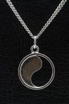 Zilveren Yin Yang halfopen ketting hanger