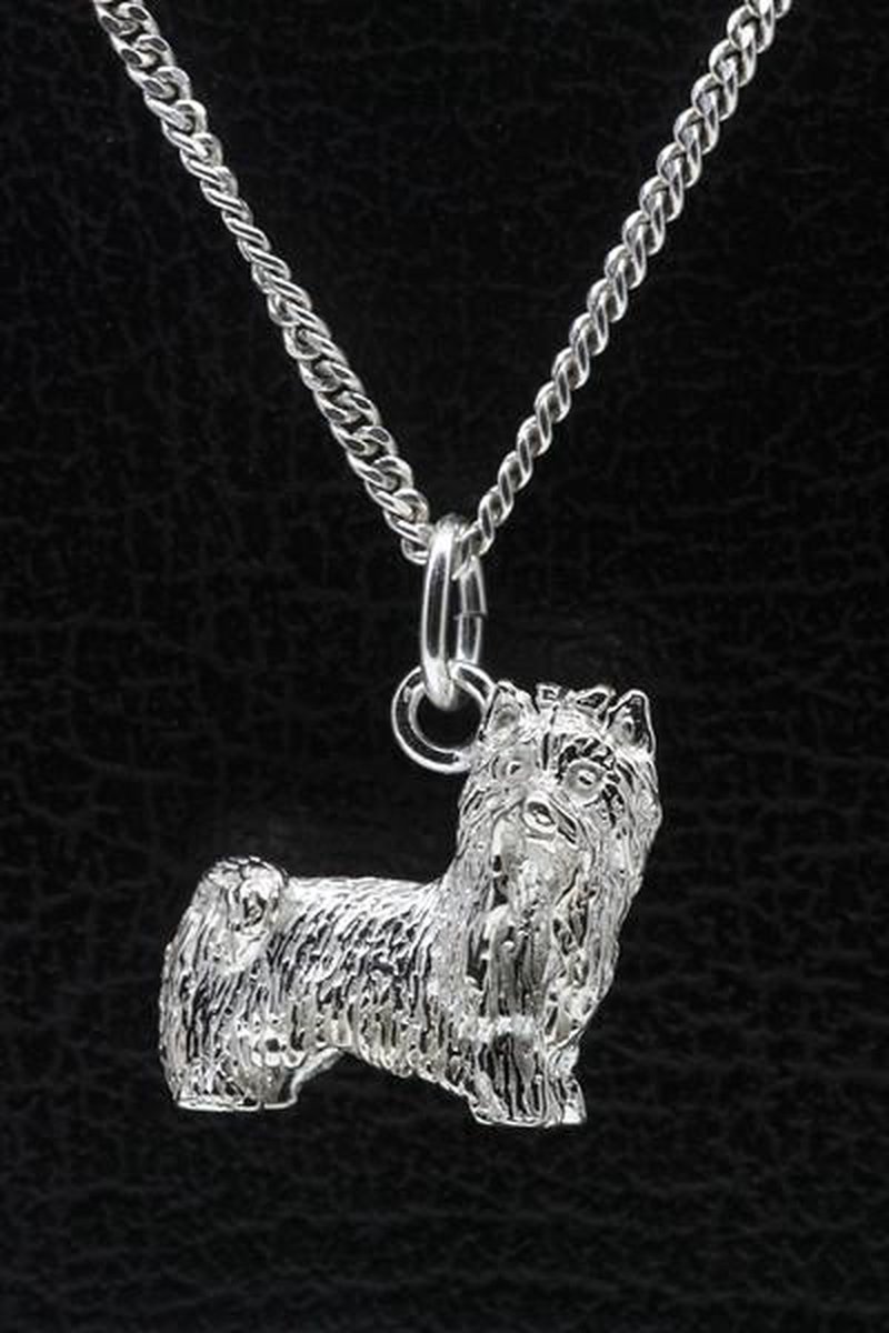 Zilveren Yorkshire terrier - minder haar ketting hanger - groot