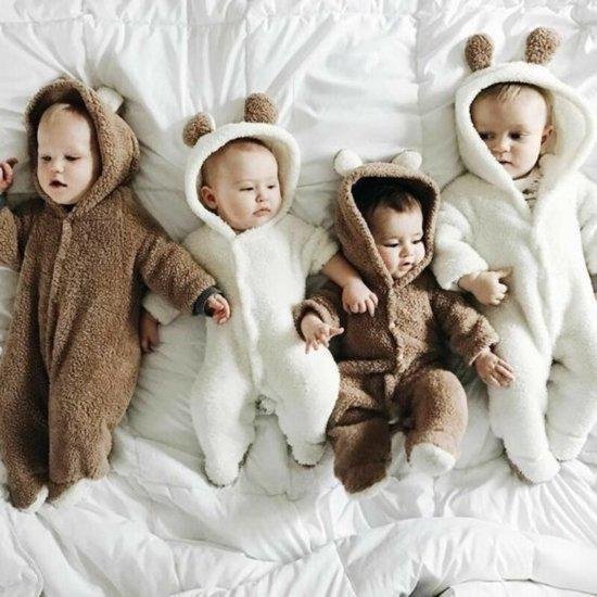 Budino Baby Pyjama Romper Onesie Beer Dier - Wit - 9 mnd van Budino — afbeelding 3