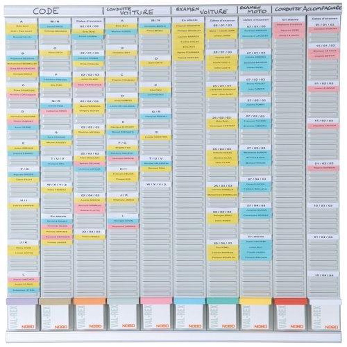 Kaartplanner 10-kolom 54 sleuven 64x96 cm | Planbord met kaarten | T-kaart planner