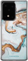Samsung S20 Ultra hoesje siliconen - Marmer blauw goud | Samsung Galaxy S20 Ultra case | multi | TPU backcover transparant