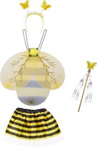 Relaxdays bijenpakje kinderen - bijen kostuum - vleugels - hommel - carnavalskleding