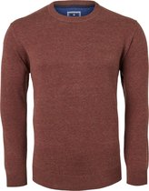 Redmond heren trui katoen - O-hals - herfstbruin melange -  Maat: XL